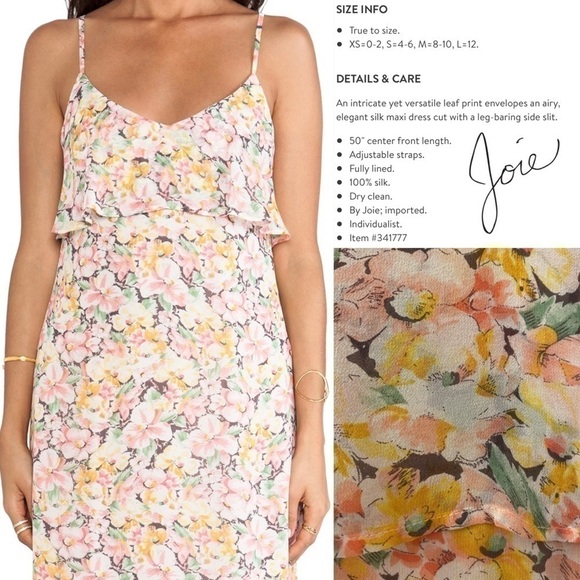 Joie silk ruffle blush pink floral maxi dress *shop@iamwarrior - Picture 2 of 10